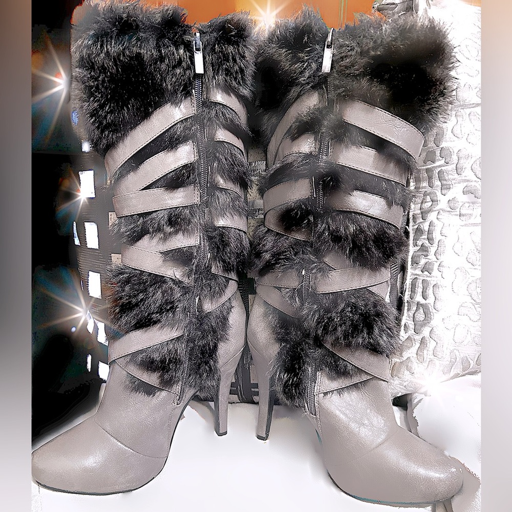 Anne Michelle knee high fur boots